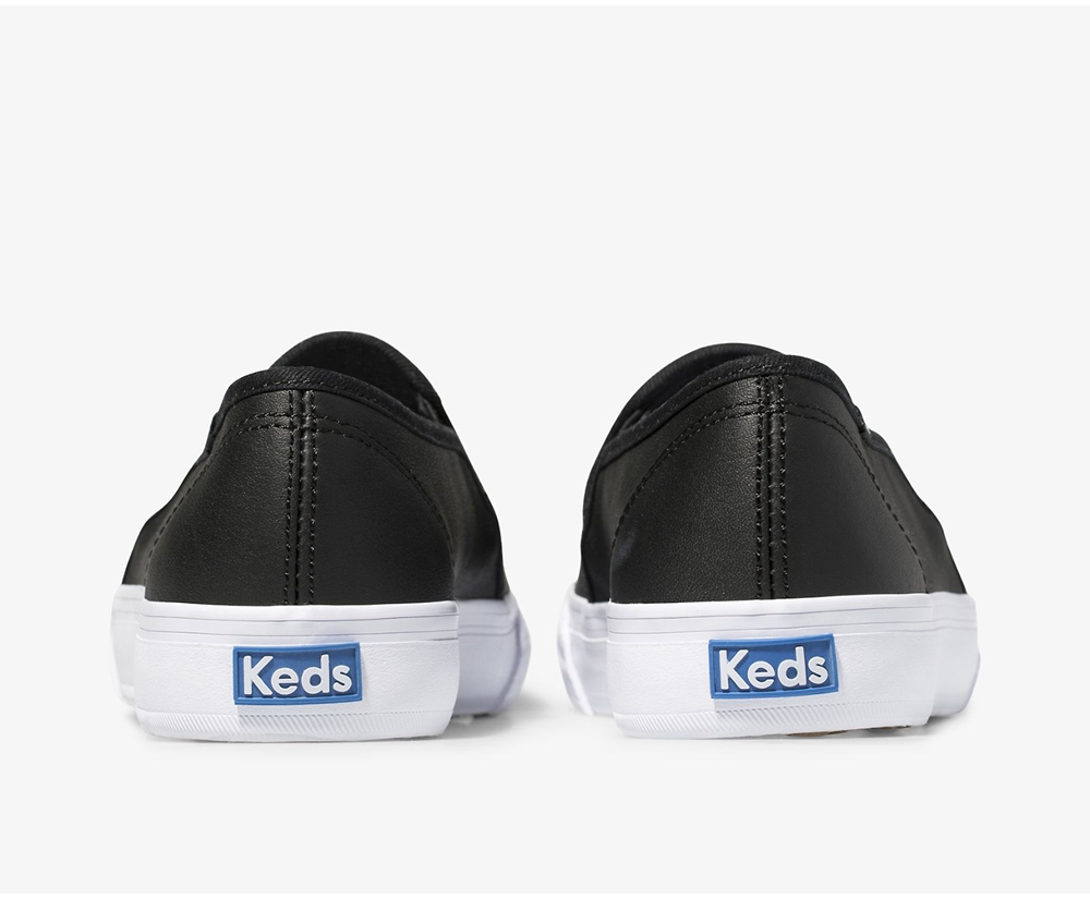 Keds Slip Ons Damen Schwarz - Double Decker Leder - DMH-562041